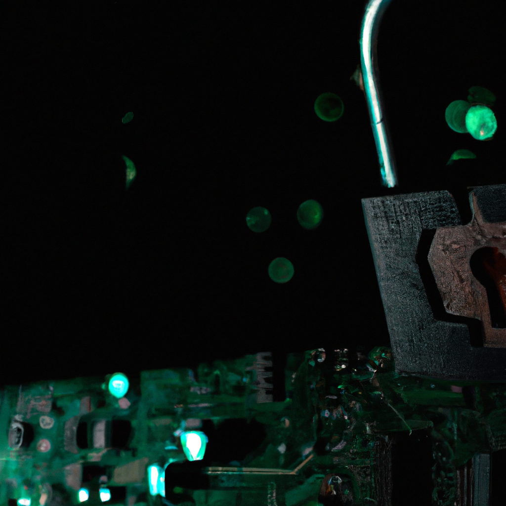 Макро снимок печатной платы с замком — символ защиты данных